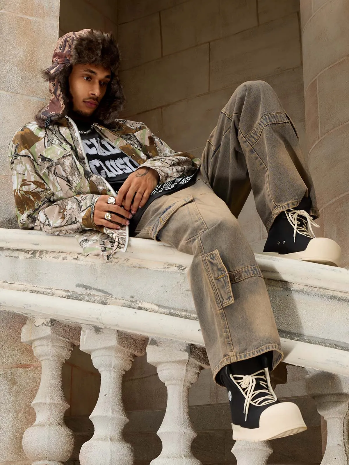 Thesupermade American Retro Leaf Print Jacket