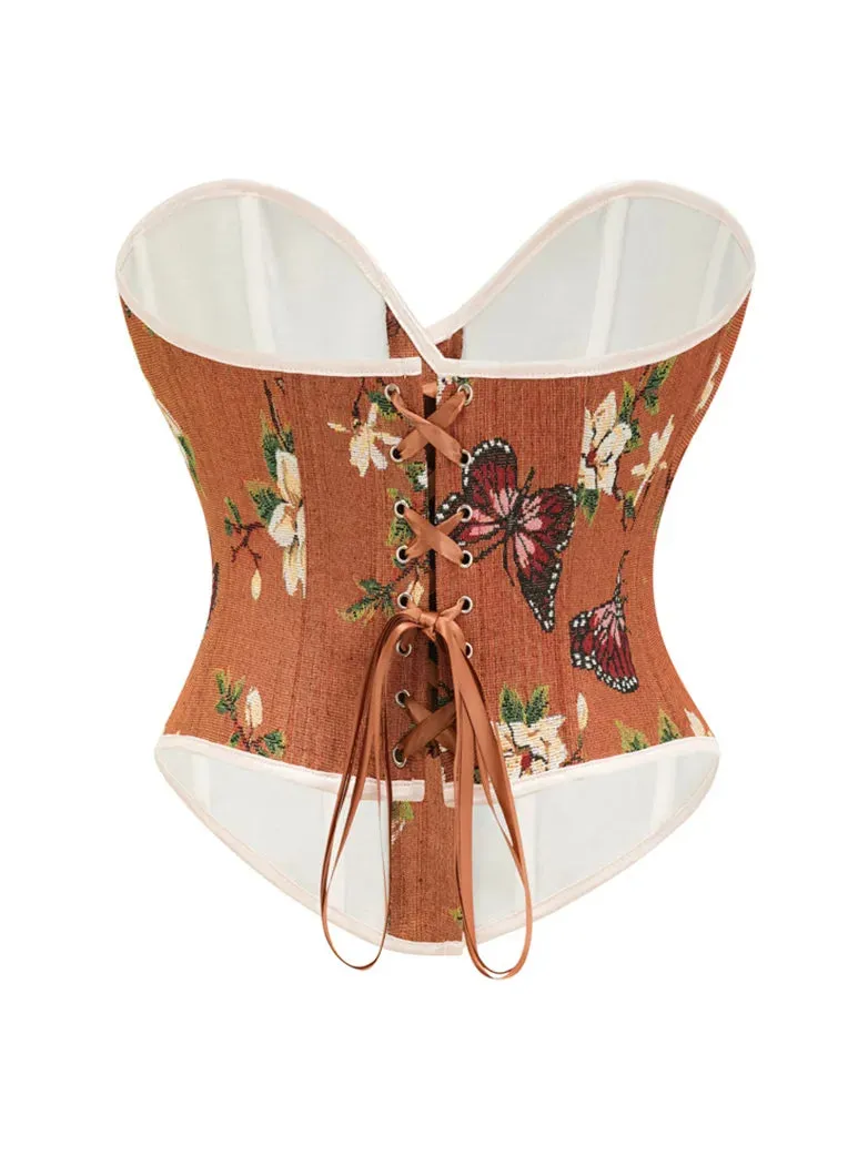 Victorian Corset Women Butterfly Floral Bustier