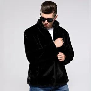Winter Faux Fur Coats Men  Winter Stand Collar Casual Fur Jackets Warm Windbreaker Zipper Men Fur Coat Size4XL XA151