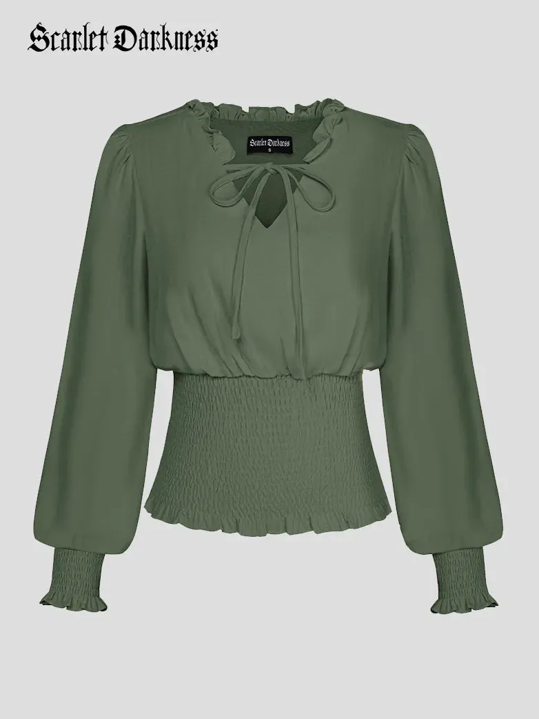 Women Renaissance Blouse Long Sleeve V-Neck Pullover Tops