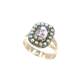 Women’s 9ct Yellow Gold Amethyst Pearl Dress Ring - 4.6g
