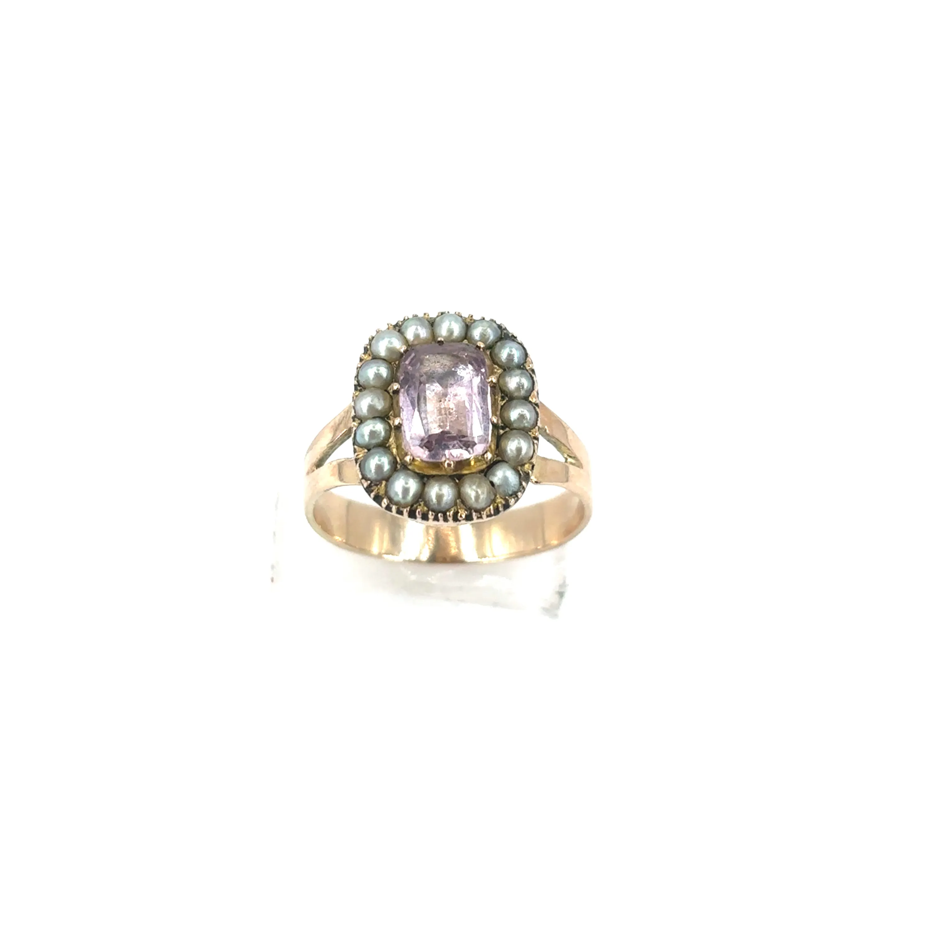 Women’s 9ct Yellow Gold Amethyst Pearl Dress Ring - 4.6g