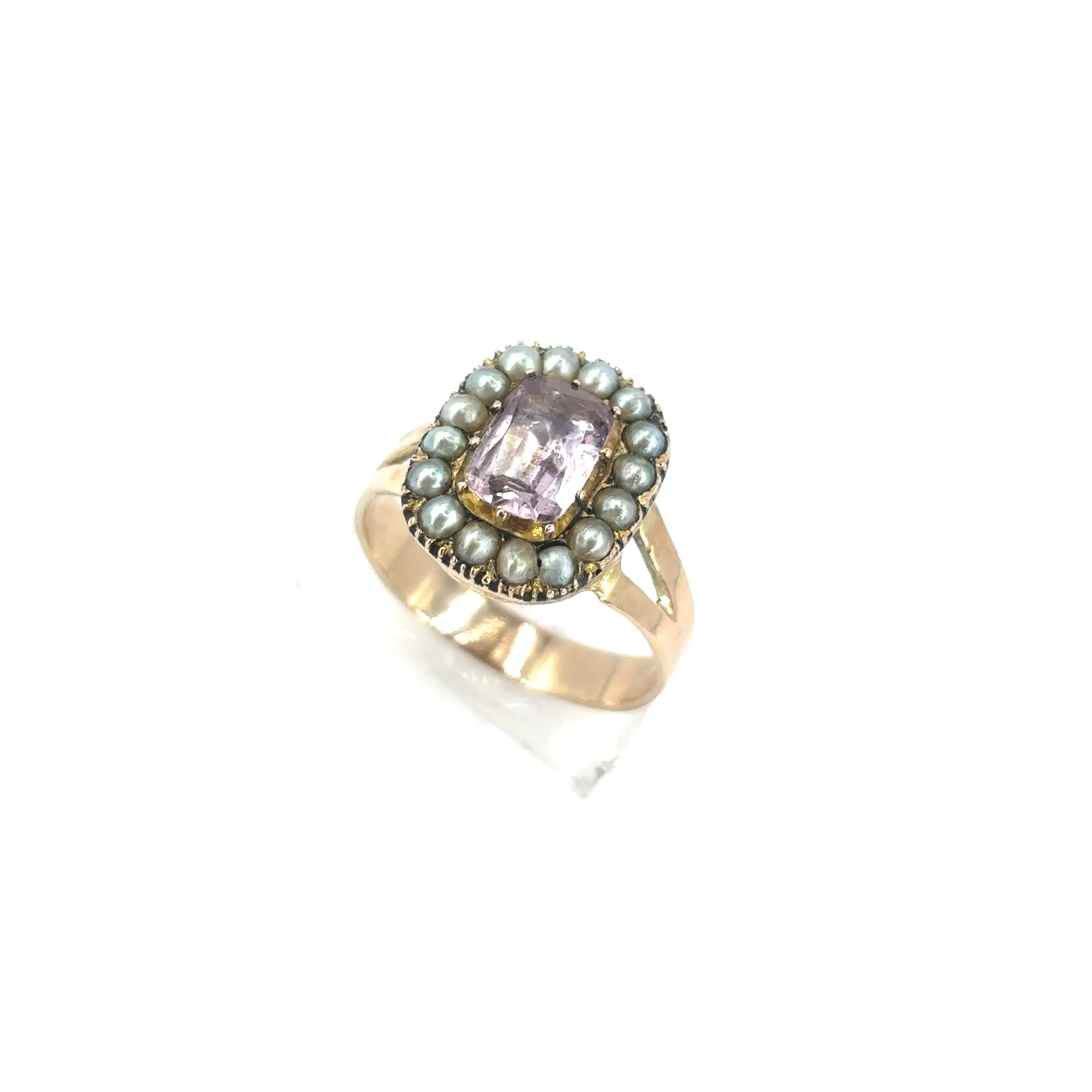 Women’s 9ct Yellow Gold Amethyst Pearl Dress Ring - 4.6g