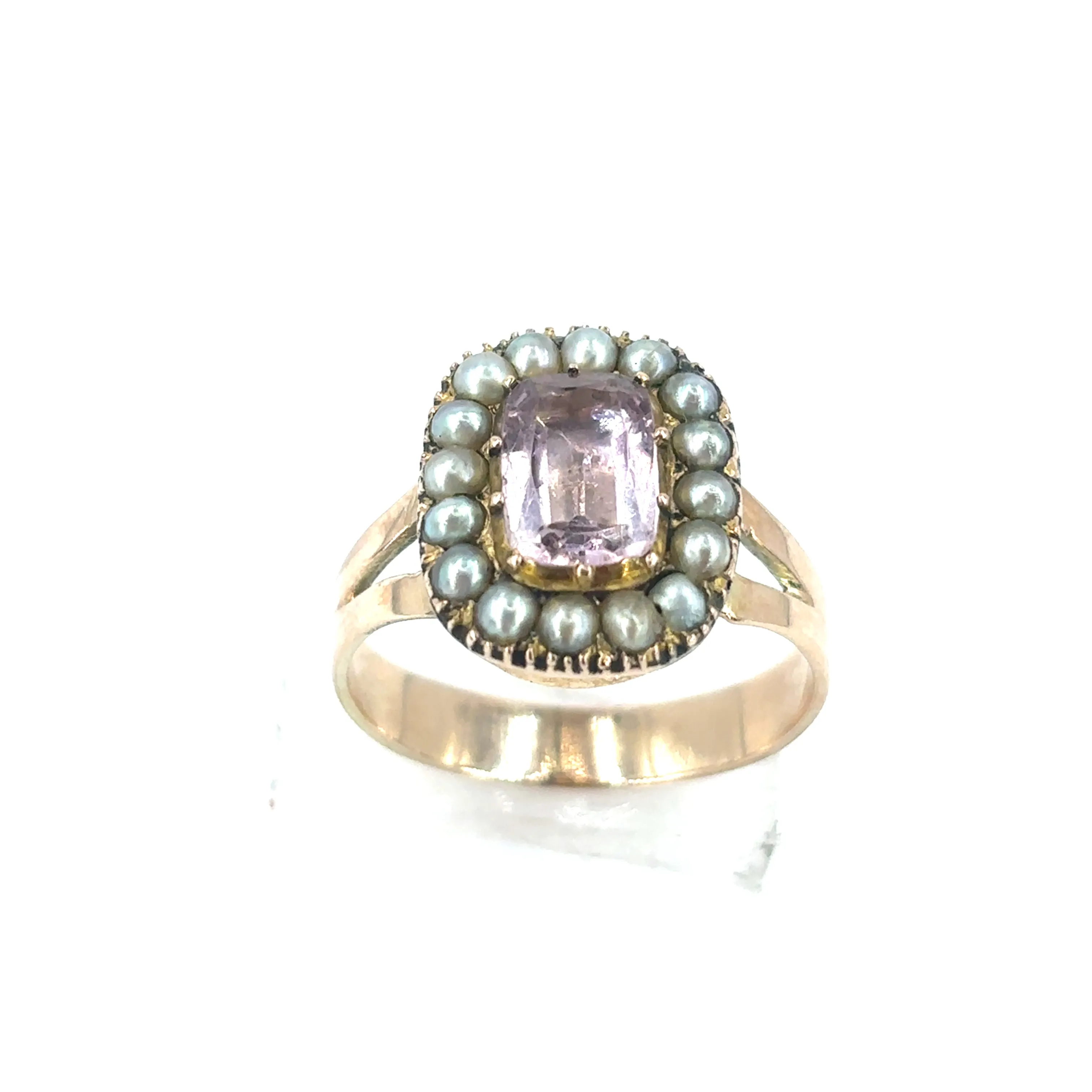Women’s 9ct Yellow Gold Amethyst Pearl Dress Ring - 4.6g